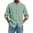 thumbnail image 2 of Men's Casual Long Sleeve Waffle Knit Button Down Solid Color Shirt for Spring Fall Comfort Wear,Light Green,3XL, 2 of 5