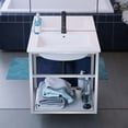 thumbnail image 3 of Swiss Madison Pierre 24" Open Shelf Chrome Frame Wall-Mounted Bathroom Vanity with Sink Top, 3 of 9
