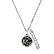 Delight Jewelry Silvertone Medical Caduceus Seal - EMT Silvertone Courage Strength Wisdom Honesty Bar Charm Necklace, 23"