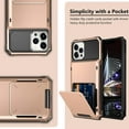thumbnail image 6 of Case for iPhone 13 Pro Max Case Wallet 4-Card Holder ID Slot Flip Door Hidden Pocket Anti-Scratch Dual Layer Hybrid TPU Bumper Protective Hard Shell Back Cover for iPhone 13 Pro Max Rose Gold, 6 of 12