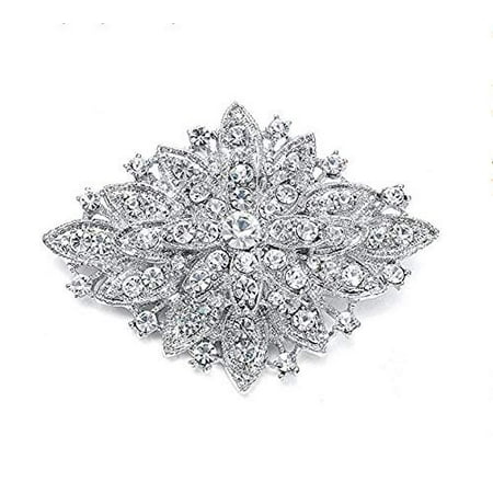 Unik Occasions 5H083 Rhinestone Crystal Brooch (Silver)