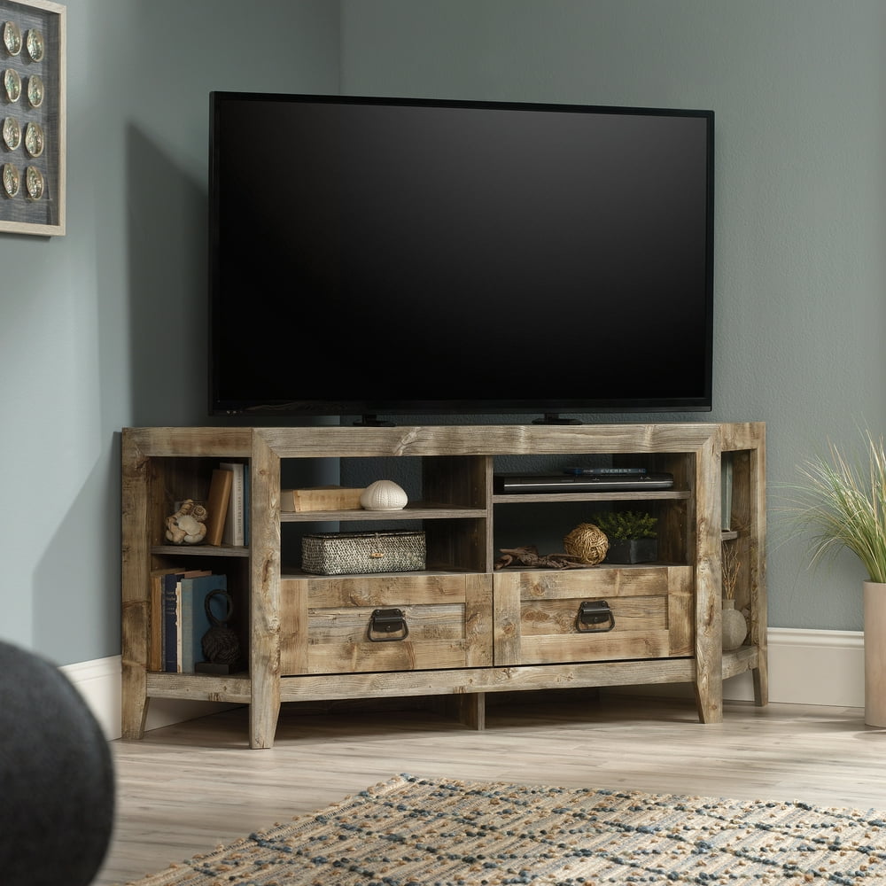Sauder Granite Trace Corner Entertainment TV Stand for TVs up to 70", Rustic Cedar Finish