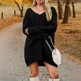 thumbnail image 4 of Besolor Womens Oversized Sweater Dresses Fall V Neck Ribbed Knit Long Sleeve Casual Loose Pullover Tops, 4 of 5