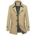 thumbnail image 3 of KKBOTIVE Mens Trench Coat One Slim Fit Mid Long Jackets Casual Fall Windbreaker Overcoat Men's Fashion Khaki1 Size: M, 3 of 6