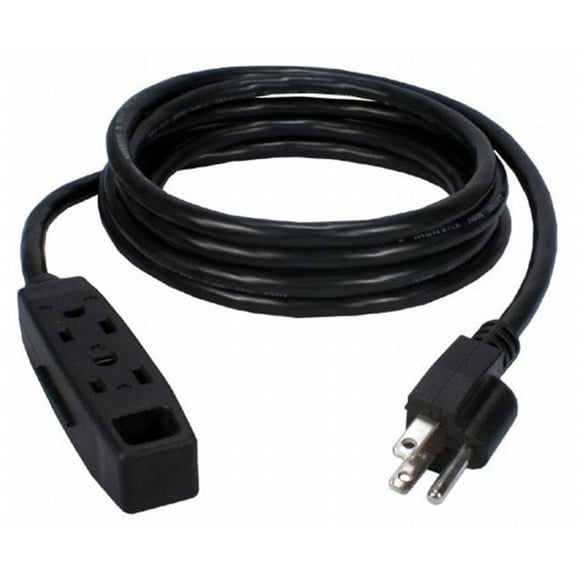 QVS PC3PX-15-2PK 15 ft. 3-Outlet 3-Prong Power Extension Cord&#44; Black - Pack of 2