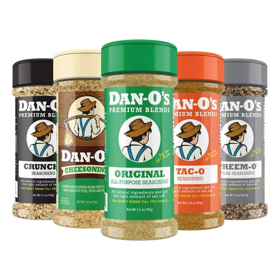 Dan-O's Seasoning - Small 5 Bottle Combo - Original, Cheesoning®, Tac-O™, Preem-O® & Crunchy™