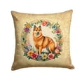 thumbnail image 2 of Carolines Treasures 14 x 14 in. Unisex Finnish Spitz & Flowers Fabric Decorative Pillow, 2 of 2