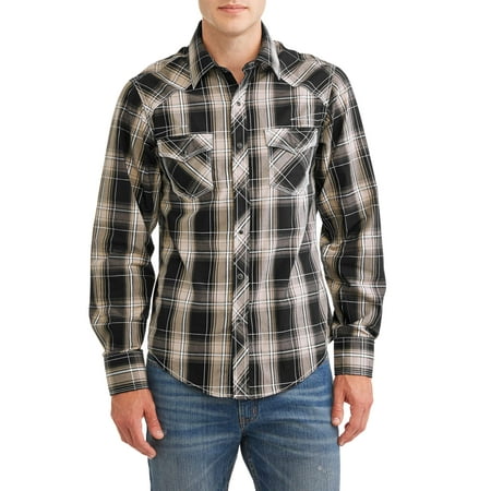 - Men's Long Sleeve Plaids With Contrast Stitch Shirt