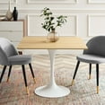 thumbnail image 2 of 36 inch Dining Table, Square, Natural Brown White, Wood, Metal Steel, Modern Contemporary Mid-Century, Kitchen Room Cafe Bistro Restaurant Hospitality, 2 of 6