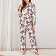 thumbnail image 2 of KLL Lilies Flowers Print Women's Long Sleeve Pajamas with Pants Sleepwear Loungewear 2 Set-Medium, 2 of 7