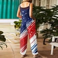 thumbnail image 3 of Iaqnaocc 4th of July Jumpsuits for Women Patriotic American Flag Striped Sleeveless Wide Leg Jumpers Freedom Adjustable Strap Overalls Jumpsuits Baggy Wide Leg Jumpers Dark Blue 2XL, 3 of 4