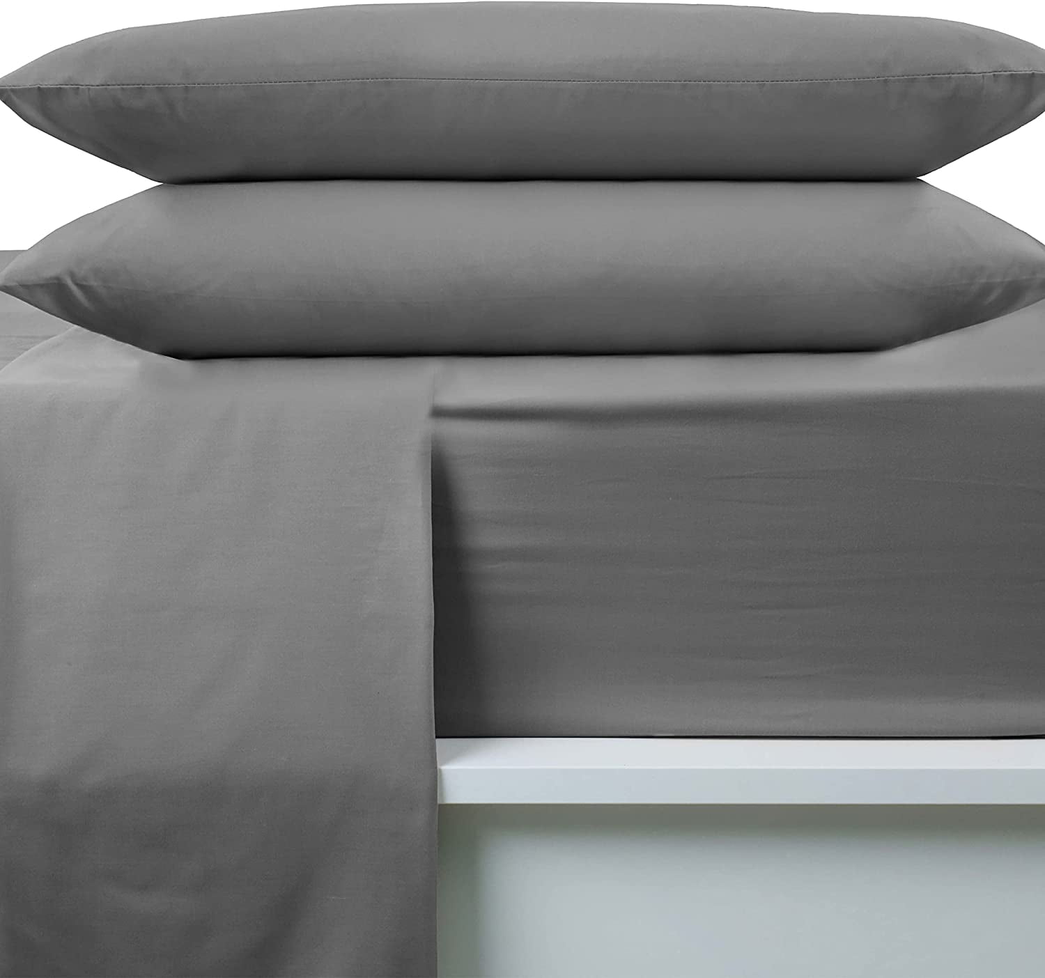 Soft Lightweight Brushed Cotton Blend Bed Sheet Set – 3-Piece Twin – Gray