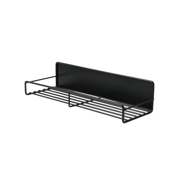 Especiero magnético para refrigerador, organizador de pared, sin necesidad de taladrar, 2 tamaños, construcción de hierro negro, para especias, botellas, frascos, cocina, baño, lavandería.