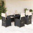 thumbnail image 1 of vidaXL 7 Piece Garden Dining Set with Cushions Black Poly Rattan, 1 of 7