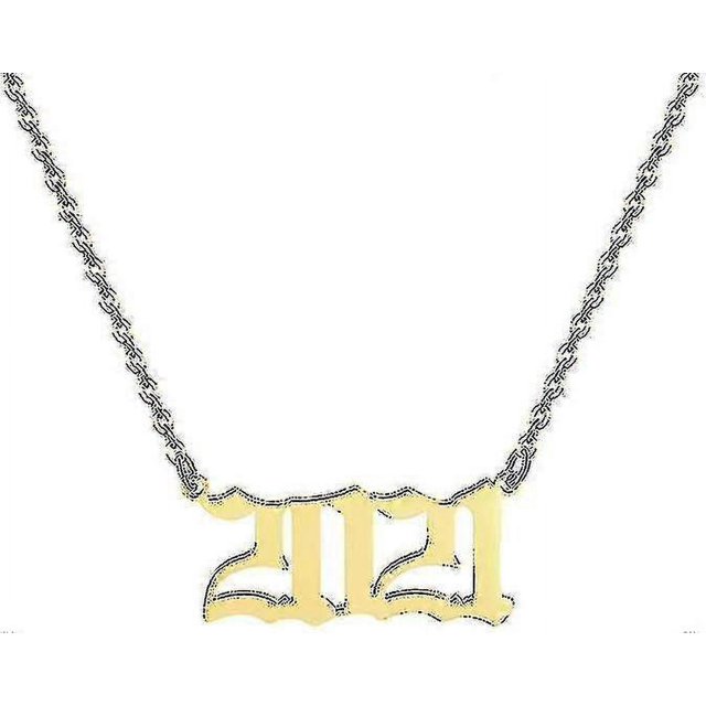 Collar con colgante de número de año de nacimiento de Less Steel para mujer, 1980-2022--2021 - Código de producto 30261 2021