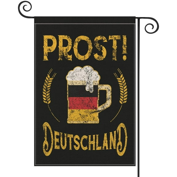 AVOIN Octoberfest Garden Flag Prost Deutschland Vertical Double Sided, German Flag Beer Mug Wheat Ears Yard Outdoor Decoration 12.5 x 18 Inch