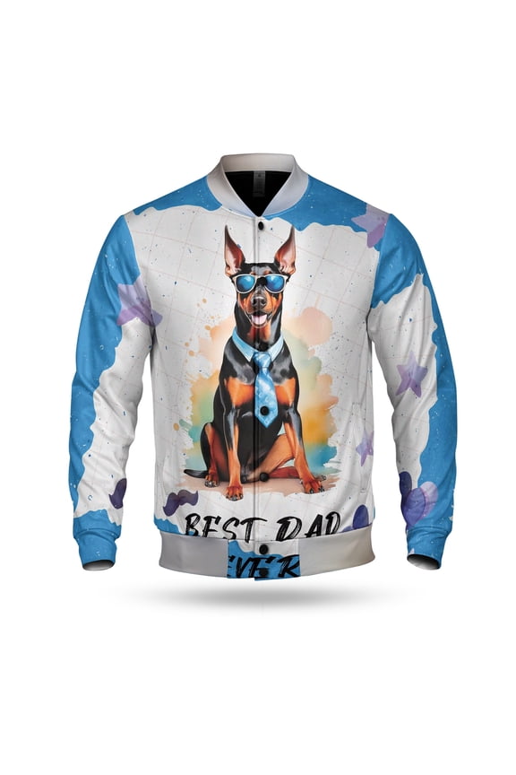 Happy Father's Day Best Doberman Pinscher Cool Dad Ever All Over Print 3D Baseball Jacket Doberman Dog Lover Gifts Bomber Jacket Softball - 12007
