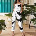thumbnail image 6 of WTOBBY Women's Jumpsuit with Halloween Retro Print, Casual Loose Design and Suspenders in Cotton and Linen, Perfect for Relaxed Wear and Seasonal Events,WhiteL, 6 of 7