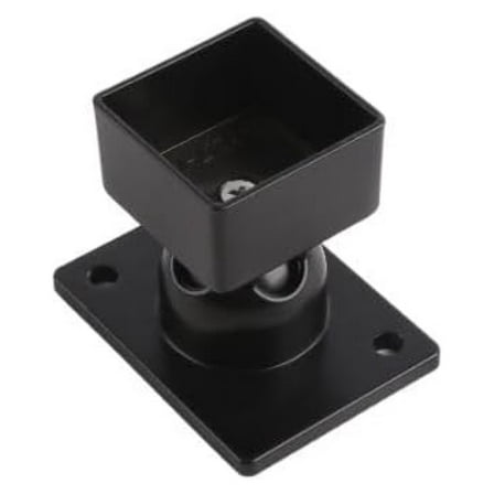 1 5/8" x 1 5/8" Aluminum Fence Brackets - Adjustable Swivel Rail Mounts, Black, 4-Pack - Residential Fence Hardware