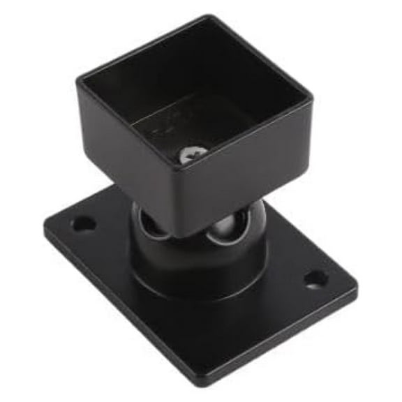 1 5/8" x 1 5/8" Aluminum Fence Brackets - Adjustable Swivel Rail Mounts, Black, 4-Pack - Residential Fence Hardware