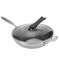 thumbnail image 1 of Fry Pan with Lid Full Screen Beehive Non‑Stick Stainless Steel Wok Kitchen Utensils, 1 of 8