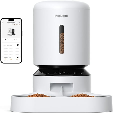 Petlibro Automatic Cat Feeder for 2 Cat with APP Remote Feeding 5L Timed Cat Food Dispenser Adjustable Portions 1-10 Meals/Day Fresh Food Storage 10s Call Stainless Steel Bowls