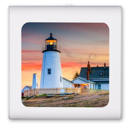 Plug in Dimmable LED Night Light with Dusk to Dawn Auto Sensor Adjustable Brightness Warm Light Auto On/Off Nightlight for Bathroom Hallway Nursery Bedrooms - Lighthouse at Sunset