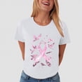 thumbnail image 2 of Towmus Womens T Shirt Plus Size Breast Cancer Awareness Pink Ribbon Shirts Crew Neck Women Tops, 2 of 5