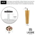 thumbnail image 4 of LAVANE 6 Inch / 15 cm Wooden Furniture Legs Set of 4 Mid-Century Modern Solid Wood Round Clear Replacement Feet with Pre-Drilled 5/16" Bolt & Mounting Plate for DIY Cabinet Sofa Couch Ottoman, 4 of 7