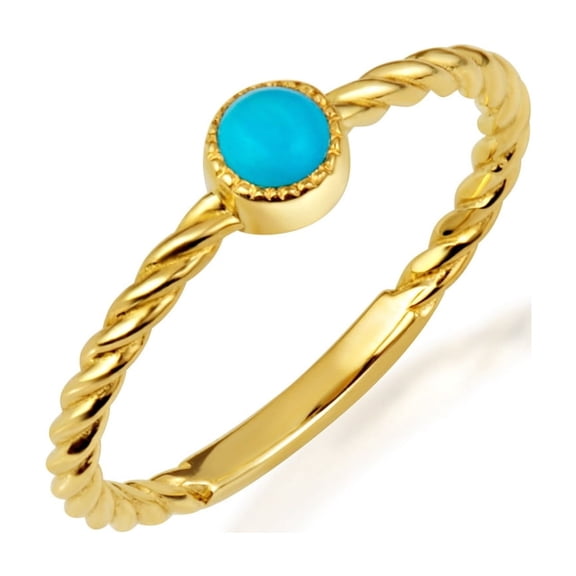 10k Yellow Gold Genuine Turquoise Gemstone Rope Statement Ring Size 10.5
