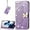 Purple, variant on Wallet Case for Samsung Galaxy S23 FE (NOT S23) for Women Girls, Shiny Butterfly Flower PU Leather Cover with Card Slot Holder Flip Phone Case for Samsung Galaxy S23 FE Rhinestone Blue