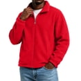 thumbnail image 2 of JULMCOMO Fleece Jacket for Men Full Zip Collared Thickened Casual Jacket Outdoor Fall Winter Warm Coat with Pockets Red L, 2 of 6