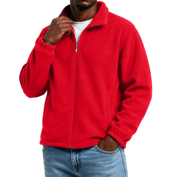 Men's Zip Up Fleece Coat Combines Warm Outerwear Style Stand Collar Design and Casual Jacket Look for Men