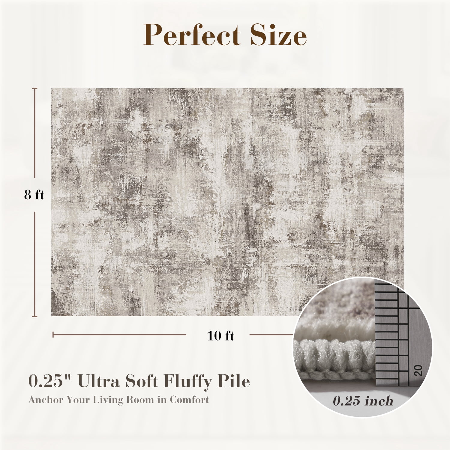 VUNATE 8'x10' Area Rugs for Living Room Marble Swirl Abstract Rug Ultra Soft Washable Rugs for Bedroom Anti Slip Durable Carpet Home Decor for Dining Room Taupe