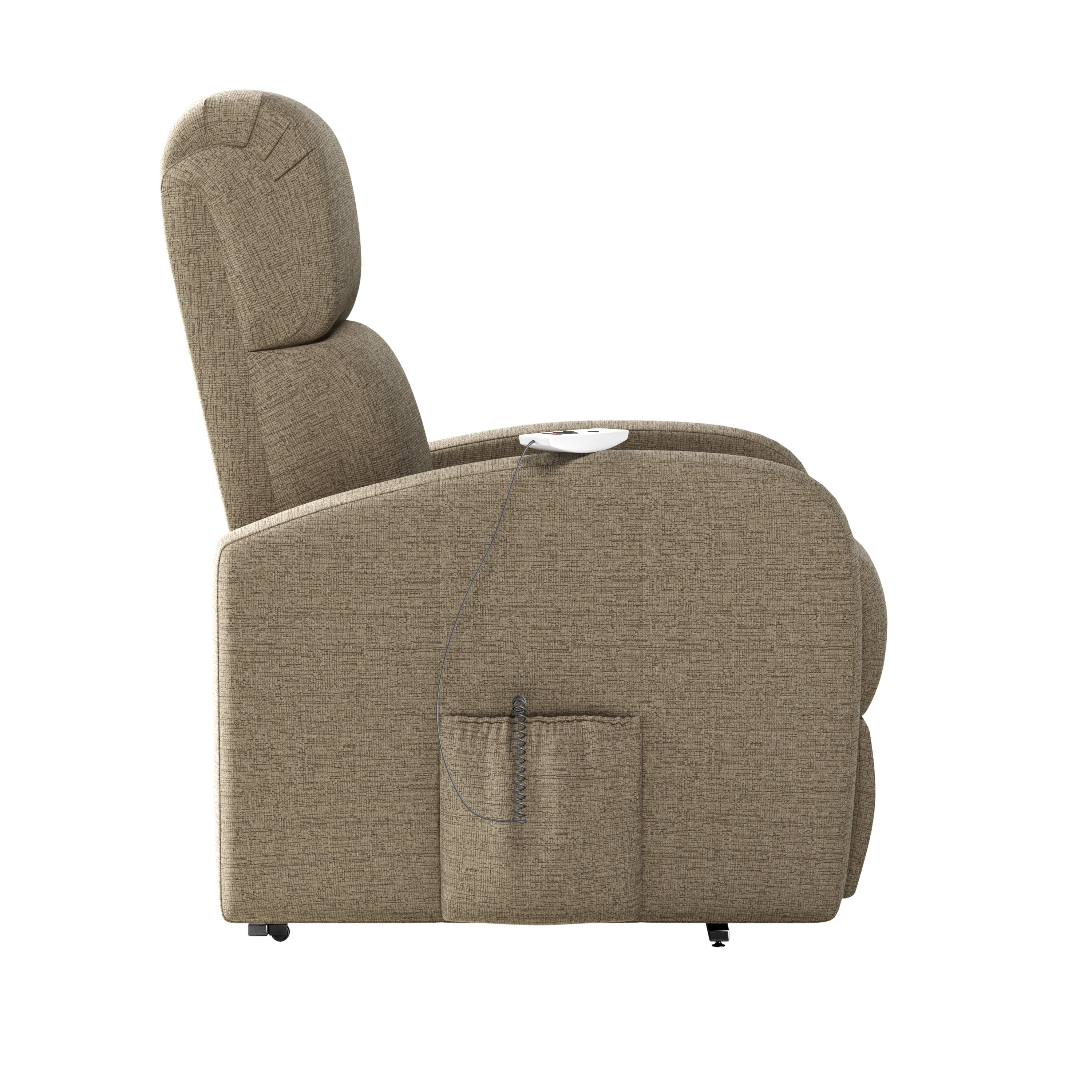 Homesvale Petite-sized Power Recline and Lift Chair with Heat and Massage, Barley Tan Chenille Fabric, Infinite Positions, For Elderly or Mobility Issues