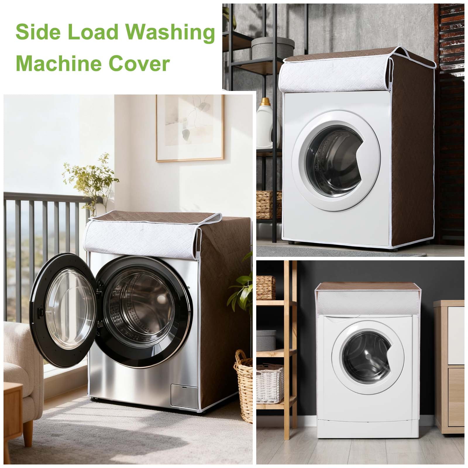 Washer and Dryer Covers 24"x24"x33"- Waterproof, Dustproof PEVA Front Load Washing Machine Cover with Zipper for Laundry Room Balcony, Grey