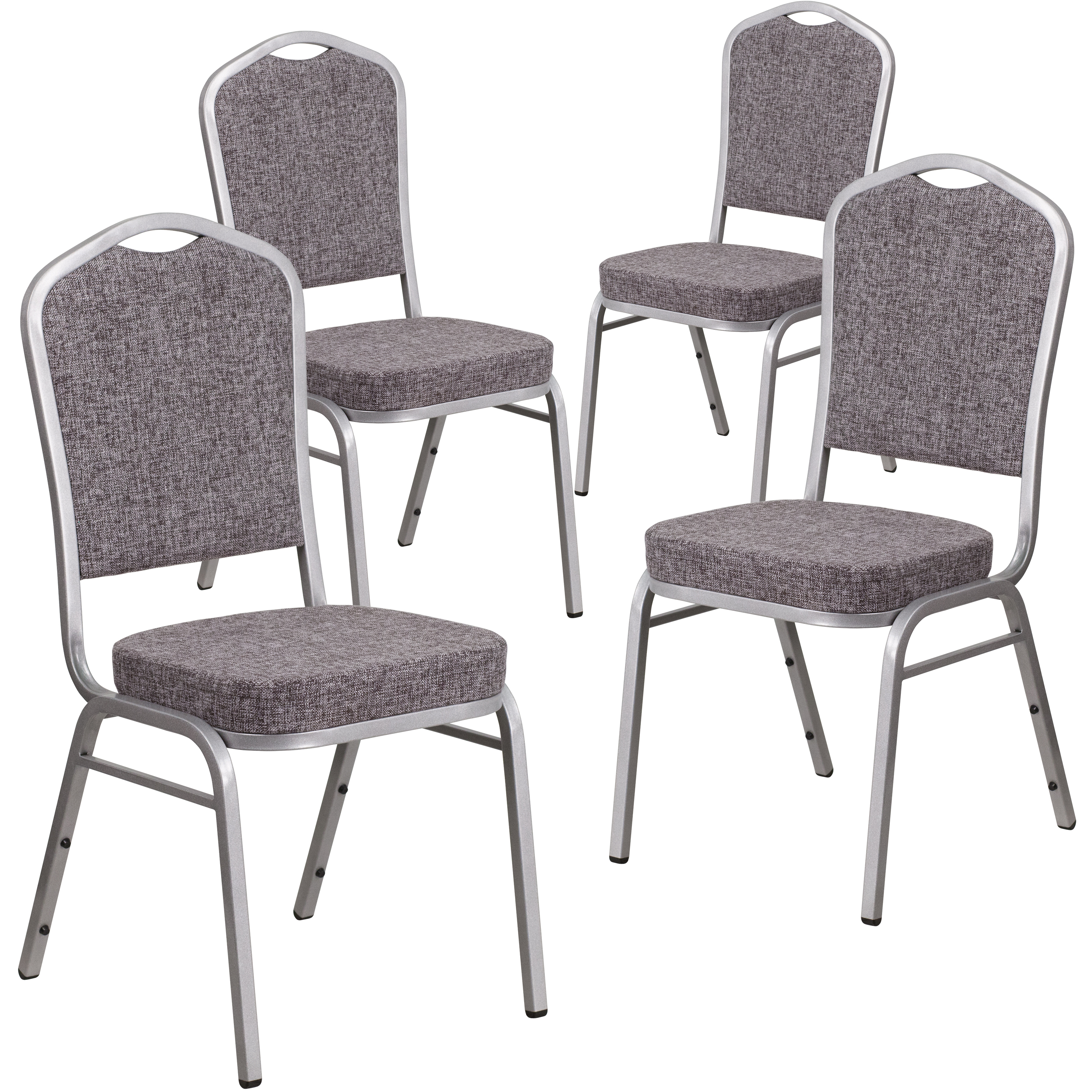 Flash Furniture 4 Pack HERCULES Series Crown Back Stacking Banquet Chair in Gold Diamond Patterned Fabric - Gold Vein Frame