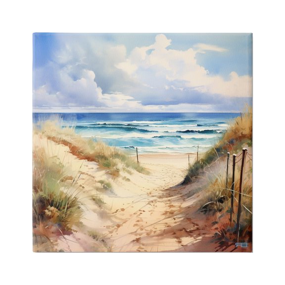 Stupell Industries Cloudy Summer Coast Landscape Painting Gallery Wrapped Canvas Art Print Wall Art, 30 x 30