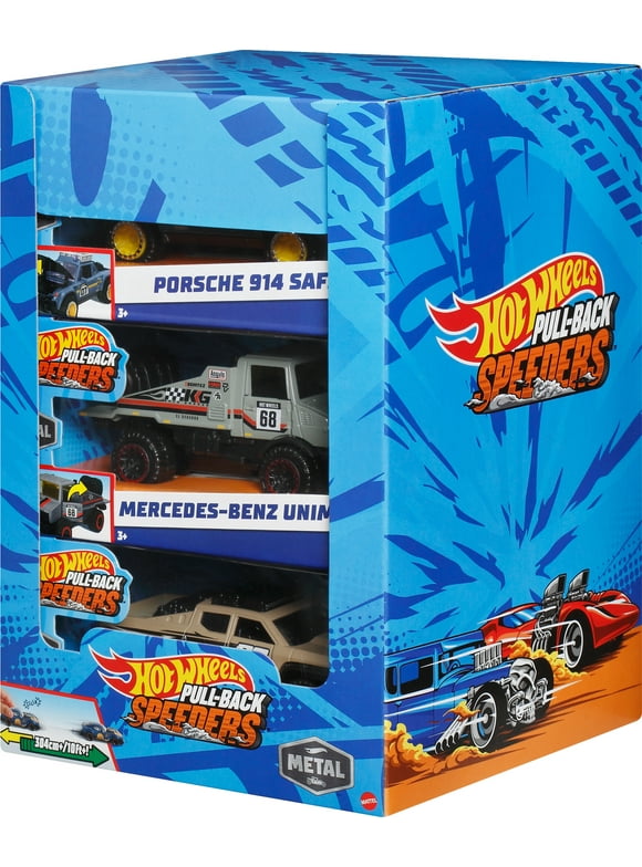 Hot Wheels Pull-Back Speeders Toy Car in 1:43 Scale, Pull Car Backward & Release to Race
