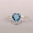 thumbnail image 2 of Solitaire 8MM Heart Shape Swiss Blue Topaz 925 Sterling Silver Beaded Shank Women Love Ring, 2 of 5