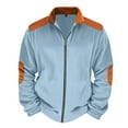 thumbnail image 6 of Xzbqbs Jacket for Men Casual Full Zip Up Stand Collar Sport Coats Fashion Lightweight Color Block Jacket Spring Fall Jackets, 6 of 7