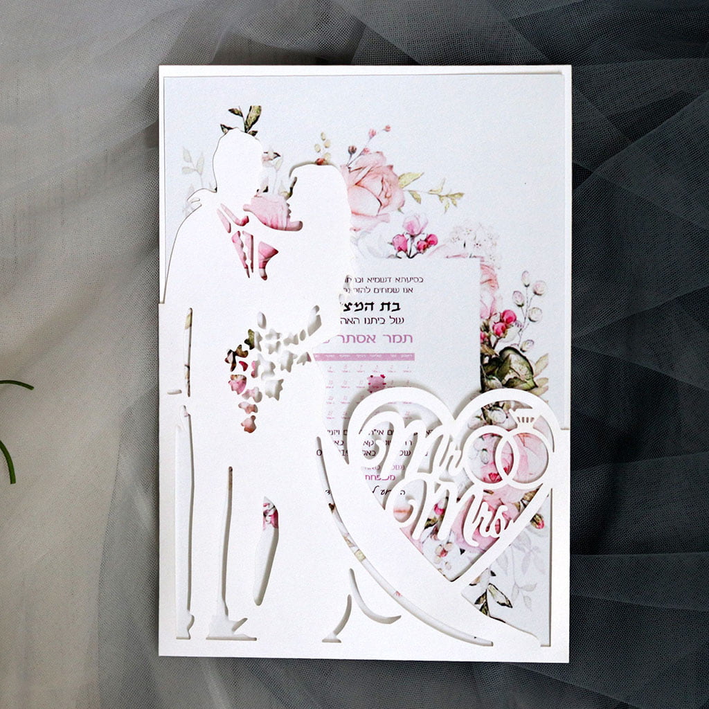20pcs/set Laser Cut Mr & Mrs Wedding Invitations Card Invite Envelopes Kit 