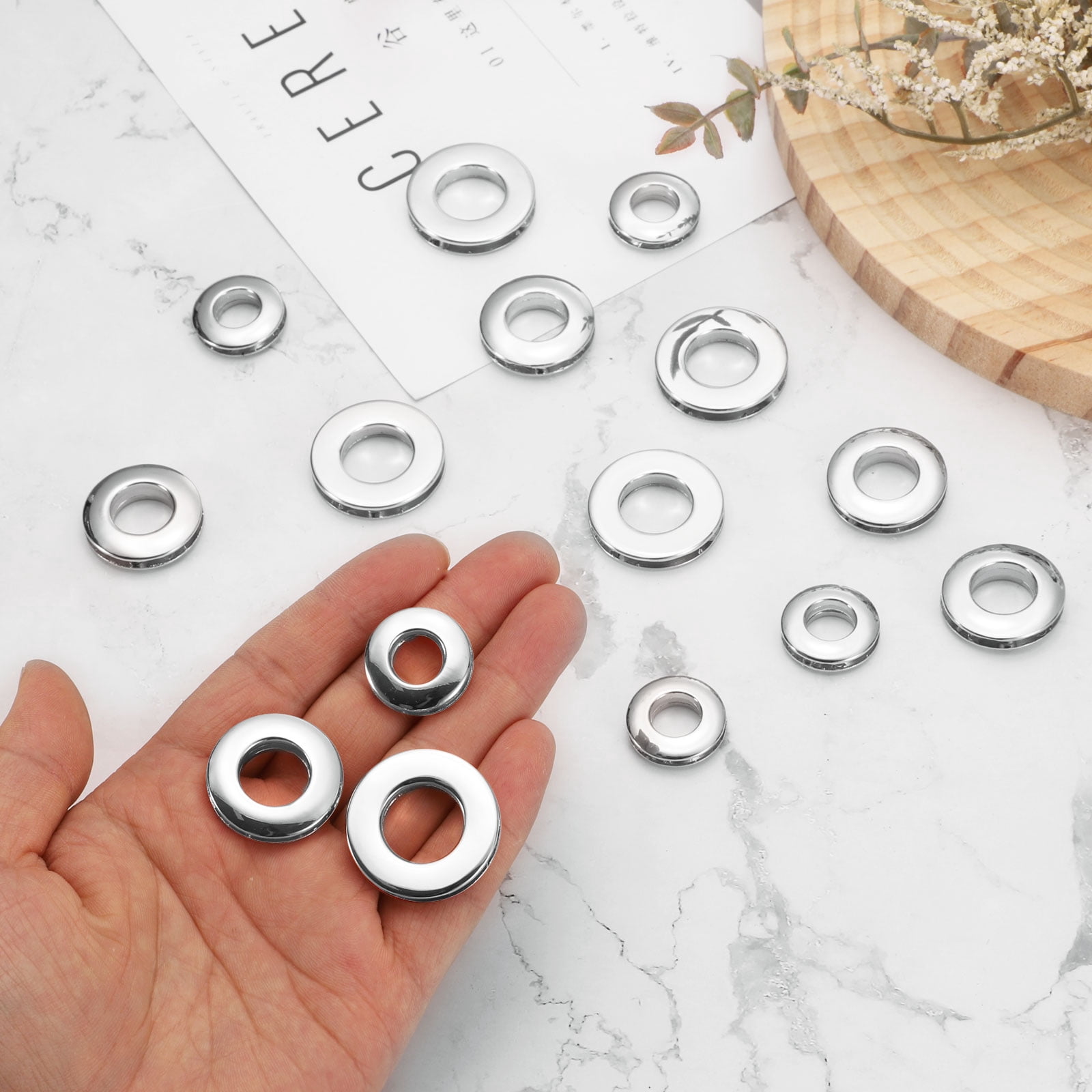 Unique Bargains Zinc Alloy Grommets for Fabric Curtains Leather Craft Silver 3/8"
