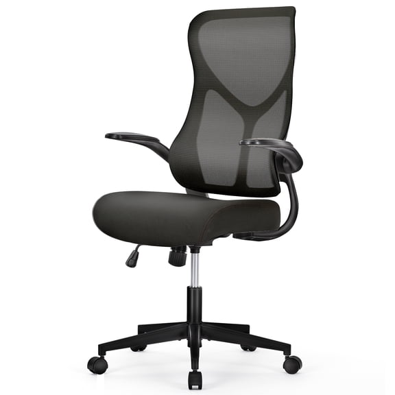CONCETTA High-Back Ergonomic Office Chair with Lumbar Support & Flip-up Arms – Black