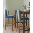 thumbnail image 2 of Blue Brown Bar Stool Covers Set of 2, Gradient Wood Grain Farmhouse Country Stretch Washable Bar Chair Covers with Backs, Removable Pub Counter Height Chair Cover for Kitchen Dining Room Cafe, 2 of 7