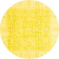 thumbnail image 1 of Ahgly Company Indoor Round Oriental Yellow Traditional Area Rugs, 5' Round, 1 of 4
