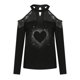 thumbnail image 4 of ICHUANYI Liquidación Mujer Manga larga Encaje Ahueca hacia fuera Hombro frío Camisas casuales Fuera del hombro Jersey Suelta Brillante Lentejuelas Blusa Túnica Tops ICHUANYI WER202308231071, 4 of 7