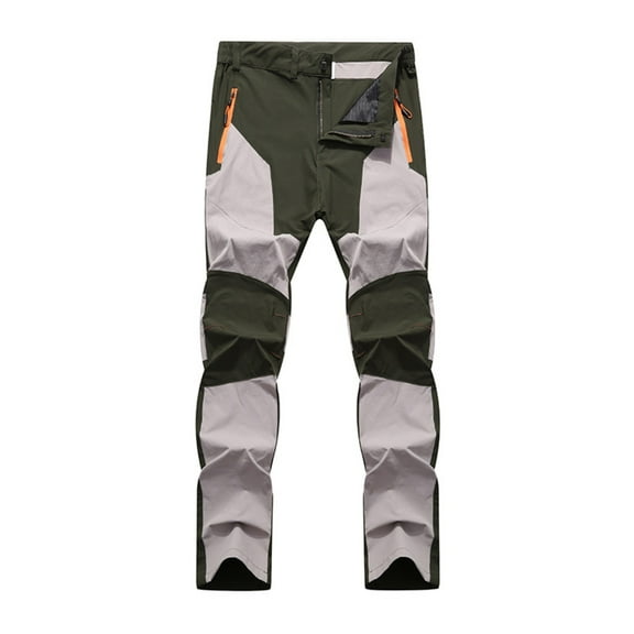Men's Outdoor Hiking Pants, Stretchable Windproof Water-Resistant Wear-Resistant Breathable Quick-Dry Stitched Trousers for Climbing, Trekking and Adventure,Dark Green,L