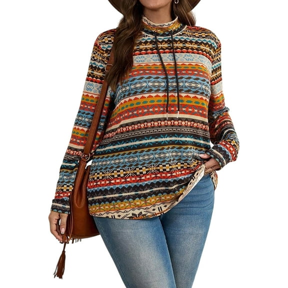 LilyLLL Plus Size Womens Long Sleeve Pullover Sweatshirt Striped Casual Blouse Tops