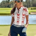 thumbnail image 3 of COEQINE Women Short Sleeve Golf Shirts for Valentine's Day 1/4 Zip V Neck Golf Polo Tops Lightweight Quick Dry Fit Soft Sportswear Heart and Polka Dot Print Tennis Activewear, XS, 3 of 7